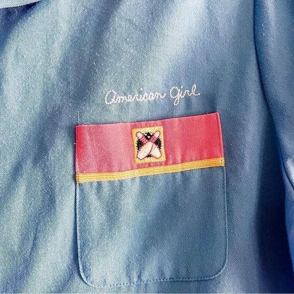 American Girl Vintage Kids Blue & Pink Bowling Shirt Large Bowling Pin Buttons - Picture 9 of 10